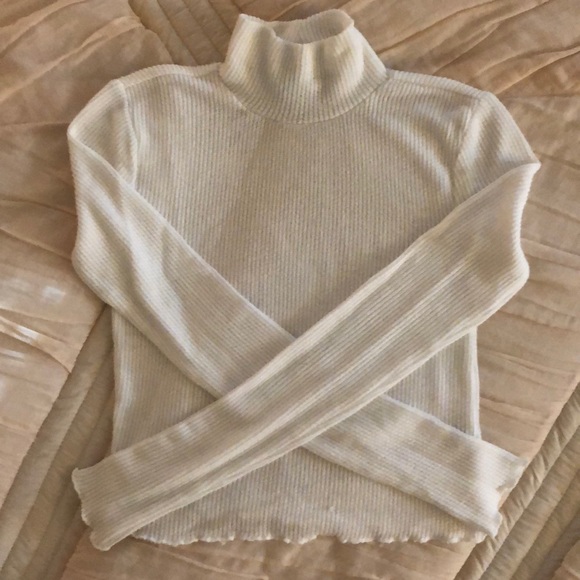 Urban Outfitters Tops - white mock neck cropped lettuce edge top
